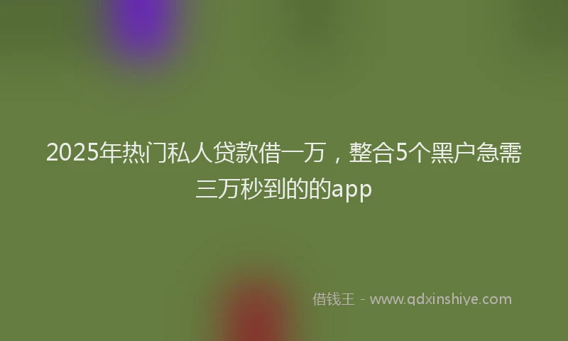2025年热门私人贷款借一万，整合5个黑户急需三万秒到的的app
