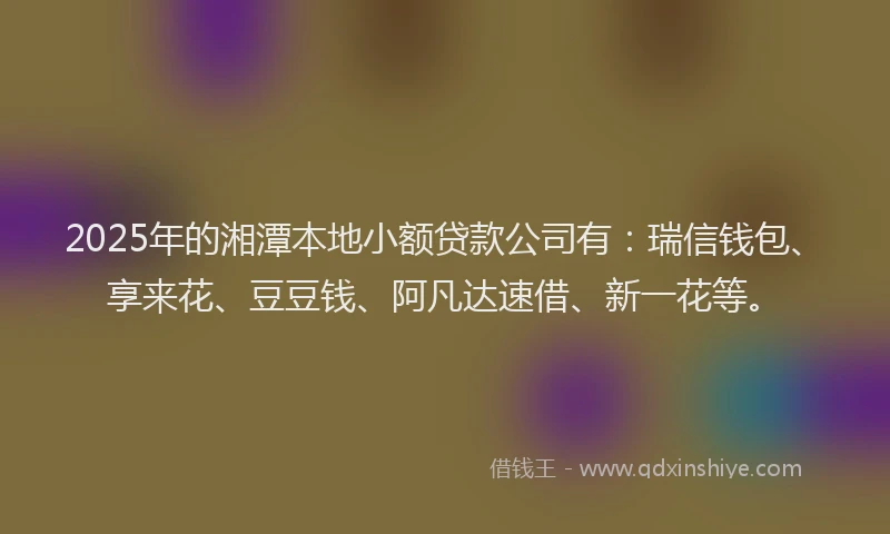 2025年的湘潭本地小额贷款公司有：瑞信钱包、享来花、豆豆钱、阿凡达速借、新一花等。