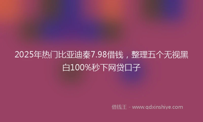 2025年热门比亚迪秦7.98借钱，整理五个无视黑白100%秒下网贷口子