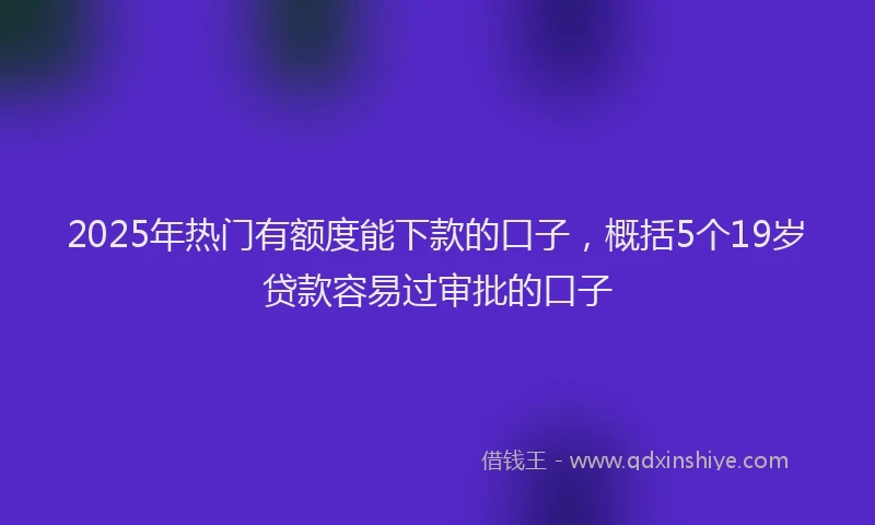 2025年热门有额度能下款的口子，概括5个19岁贷款容易过审批的口子