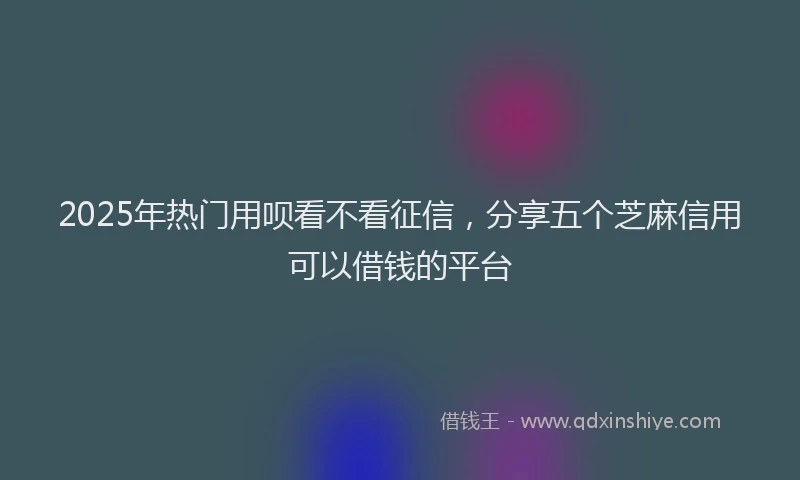 2025年热门用呗看不看征信，分享五个芝麻信用可以借钱的平台