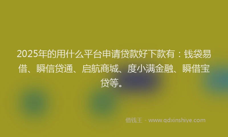 2025年的用什么平台申请贷款好下款有：钱袋易借、瞬信贷通、启航商城、度小满金融、瞬借宝贷等。