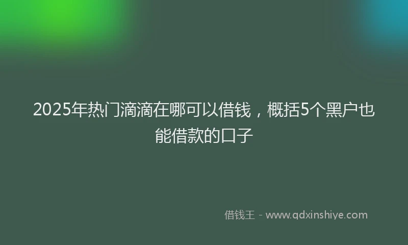 2025年热门滴滴在哪可以借钱，概括5个黑户也能借款的口子