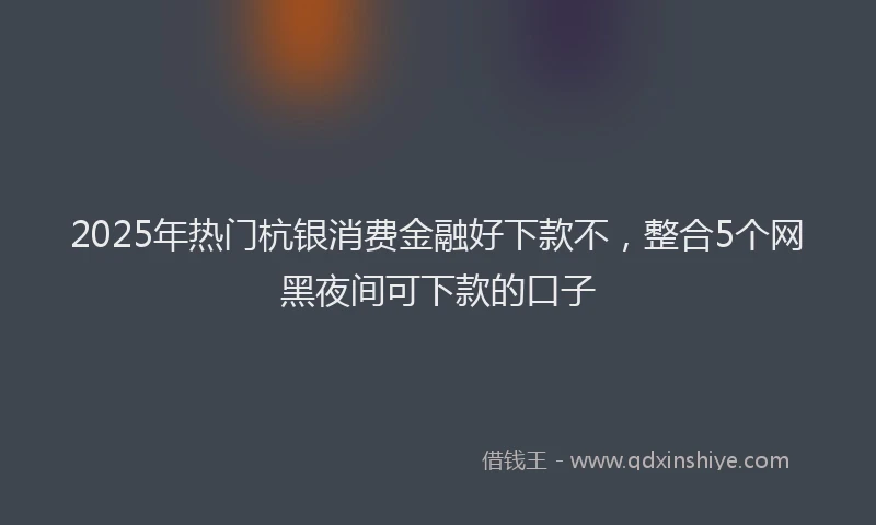 2025年热门杭银消费金融好下款不，整合5个网黑夜间可下款的口子