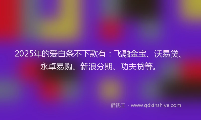 2025年的爱白条不下款有：飞融金宝、沃易贷、永卓易购、新浪分期、功夫贷等。