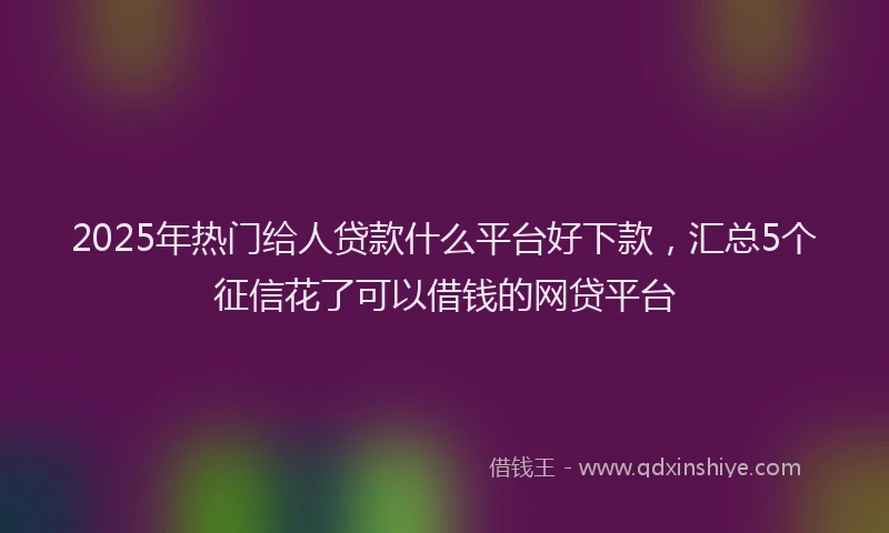2025年热门给人贷款什么平台好下款，汇总5个征信花了可以借钱的网贷平台