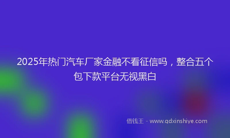 2025年热门汽车厂家金融不看征信吗，整合五个包下款平台无视黑白