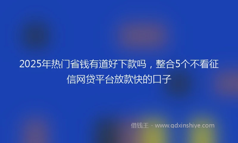 2025年热门省钱有道好下款吗，整合5个不看征信网贷平台放款快的口子