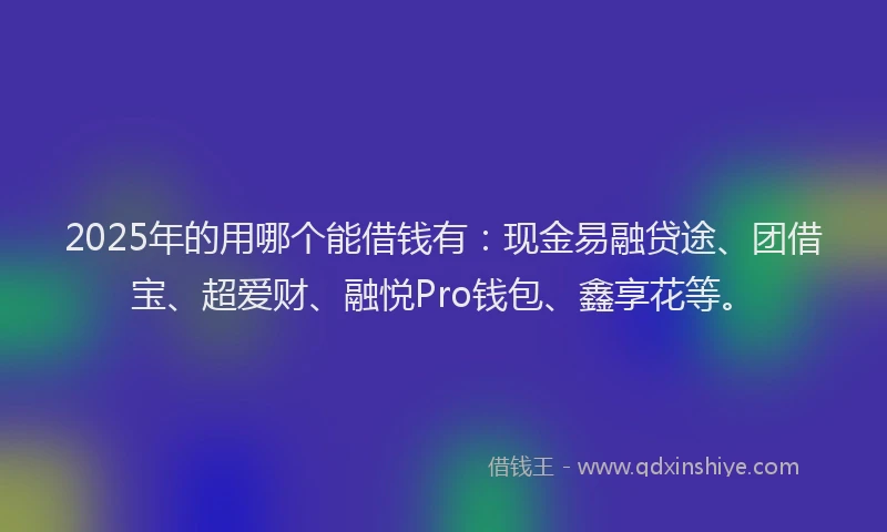 2025年的用哪个能借钱有：现金易融贷途、团借宝、超爱财、融悦Pro钱包、鑫享花等。