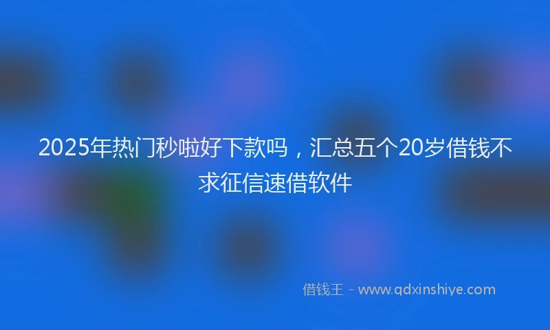 2025年热门秒啦好下款吗，汇总五个20岁借钱不求征信速借软件