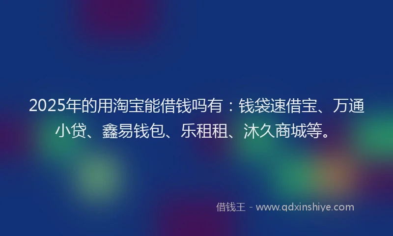 2025年的用淘宝能借钱吗有：钱袋速借宝、万通小贷、鑫易钱包、乐租租、沐久商城等。
