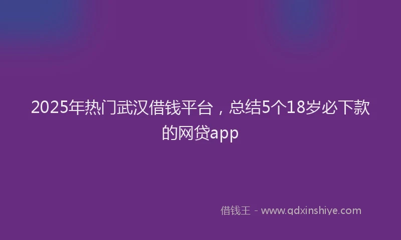 2025年热门武汉借钱平台，总结5个18岁必下款的网贷app