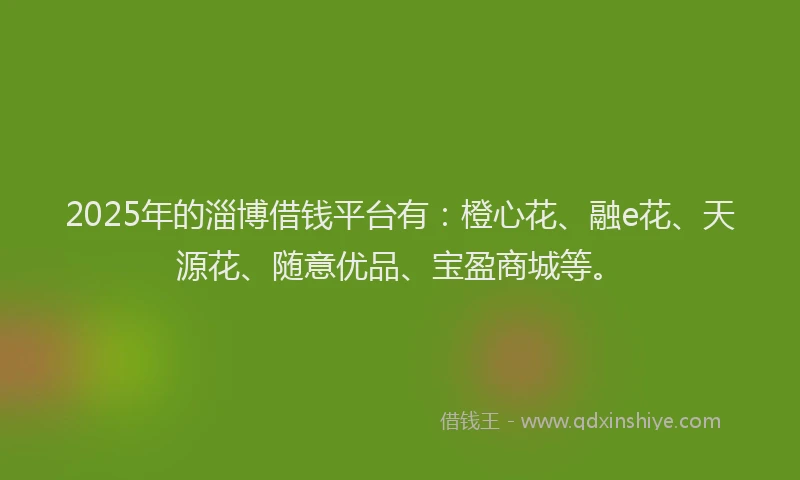 2025年的淄博借钱平台有：橙心花、融e花、天源花、随意优品、宝盈商城等。