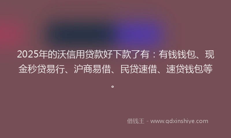 2025年的沃信用贷款好下款了有：有钱钱包、现金秒贷易行、沪商易借、民贷速借、速贷钱包等。