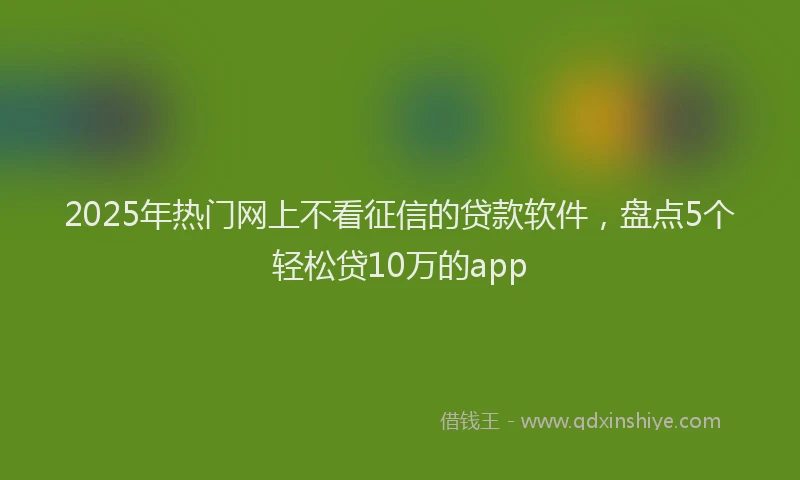 2025年热门网上不看征信的贷款软件，盘点5个轻松贷10万的app