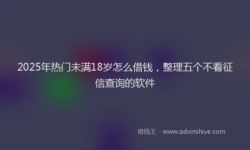 2025年热门未满18岁怎么借钱，整理五个不看征信查询的软件
