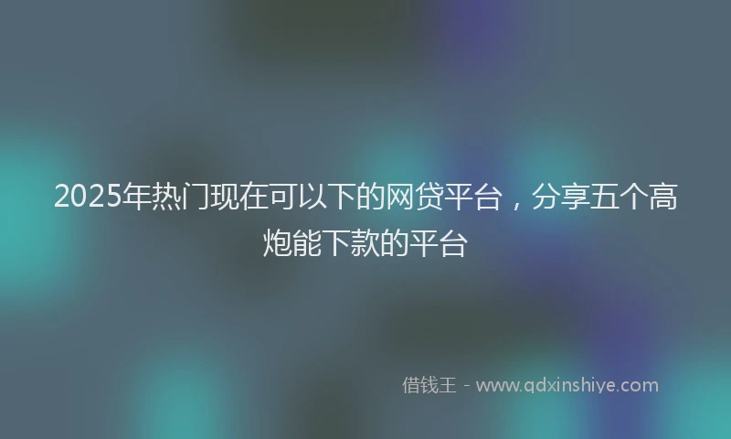 2025年热门现在可以下的网贷平台，分享五个高炮能下款的平台