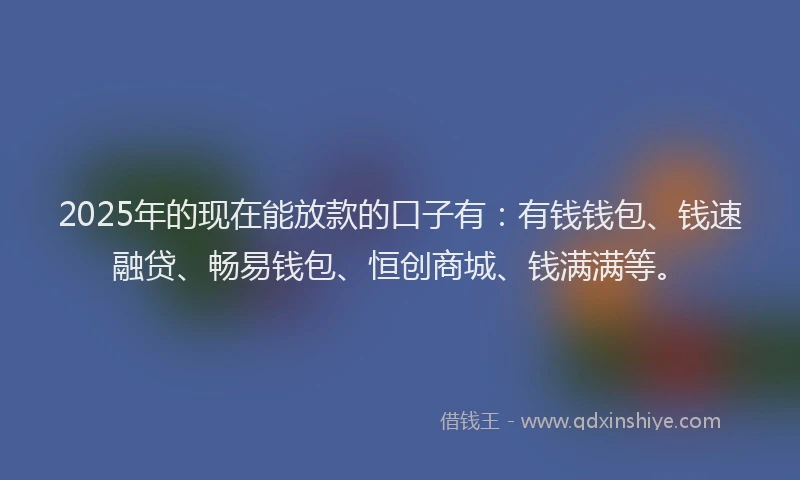 2025年的现在能放款的口子有：有钱钱包、钱速融贷、畅易钱包、恒创商城、钱满满等。