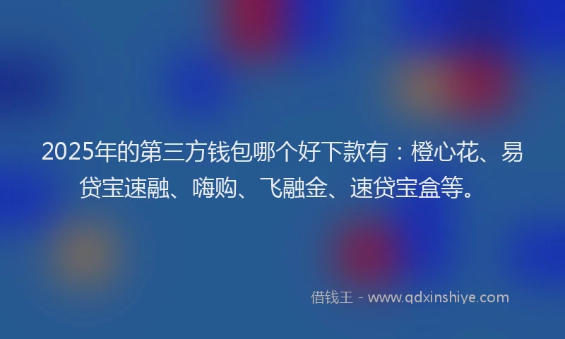 2025年的第三方钱包哪个好下款有：橙心花、易贷宝速融、嗨购、飞融金、速贷宝盒等。