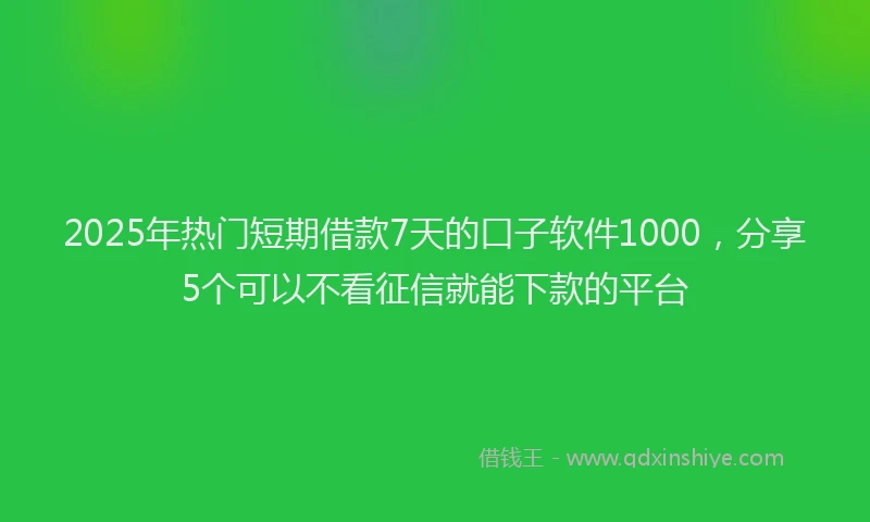 2025年热门短期借款7天的口子软件1000，分享5个可以不看征信就能下款的平台