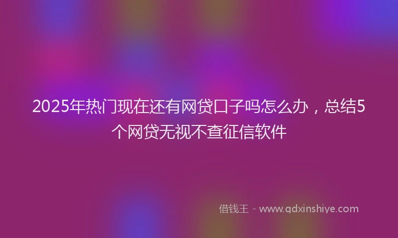 2025年热门现在还有网贷口子吗怎么办，总结5个网贷无视不查征信软件