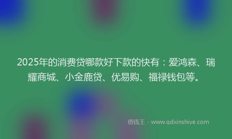 2025年的消费贷哪款好下款的快有：爱鸿森、瑞耀商城、小金鹿贷、优易购、福禄钱包等。