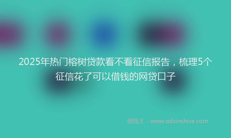 2025年热门榕树贷款看不看征信报告，梳理5个征信花了可以借钱的网贷口子