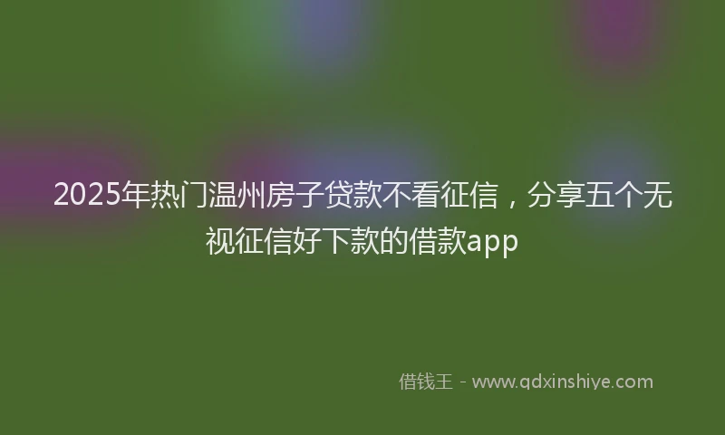 2025年热门温州房子贷款不看征信，分享五个无视征信好下款的借款app