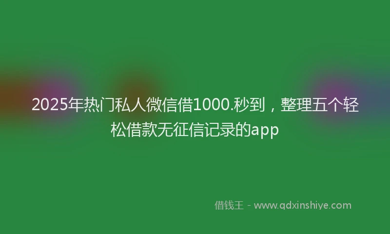 2025年热门私人微信借1000.秒到，整理五个轻松借款无征信记录的app