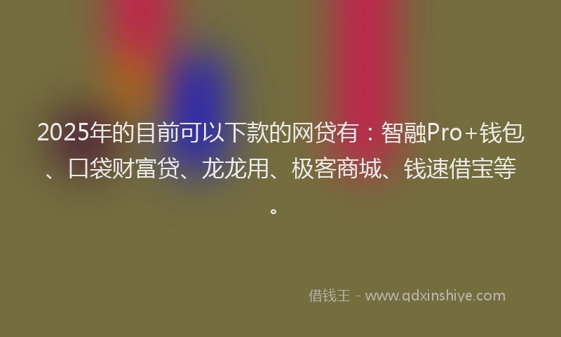 2025年的目前可以下款的网贷有：智融Pro+钱包、口袋财富贷、龙龙用、极客商城、钱速借宝等。