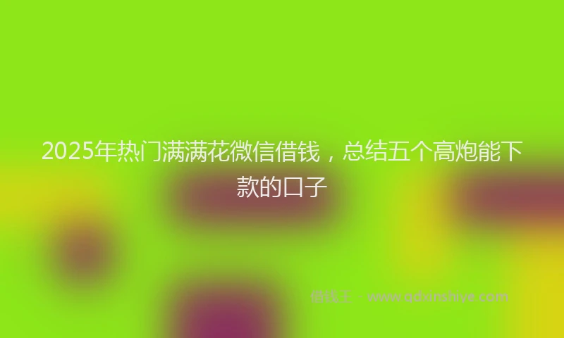2025年热门满满花微信借钱，总结五个高炮能下款的口子
