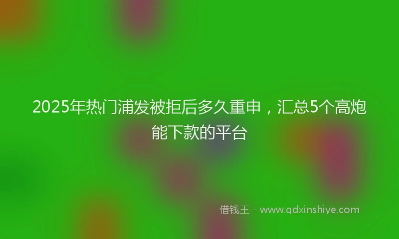 2025年热门浦发被拒后多久重申，汇总5个高炮能下款的平台