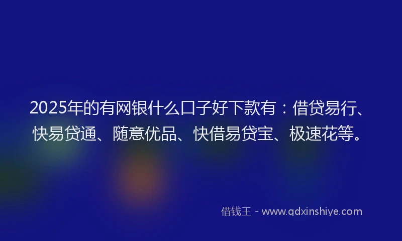 2025年的有网银什么口子好下款有：借贷易行、快易贷通、随意优品、快借易贷宝、极速花等。