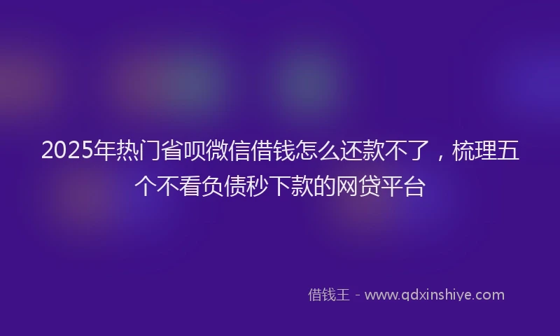 2025年热门省呗微信借钱怎么还款不了，梳理五个不看负债秒下款的网贷平台