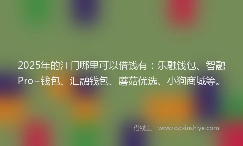 2025年的江门哪里可以借钱有：乐融钱包、智融Pro+钱包、汇融钱包、蘑菇优选、小狗商城等。