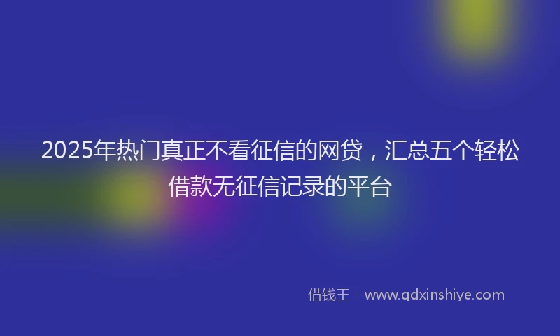 2025年热门真正不看征信的网贷，汇总五个轻松借款无征信记录的平台