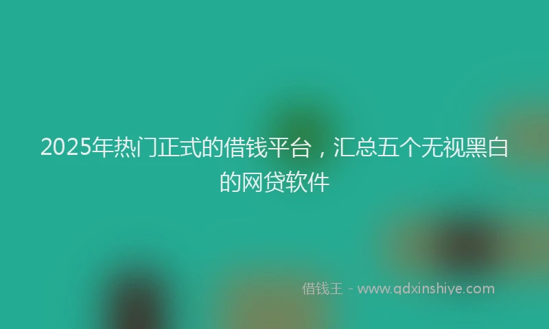 2025年热门正式的借钱平台，汇总五个无视黑白的网贷软件