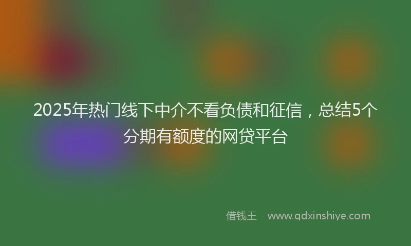 2025年热门线下中介不看负债和征信，总结5个分期有额度的网贷平台
