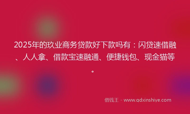 2025年的玖业商务贷款好下款吗有：闪贷速借融、人人拿、借款宝速融通、便捷钱包、现金猫等。