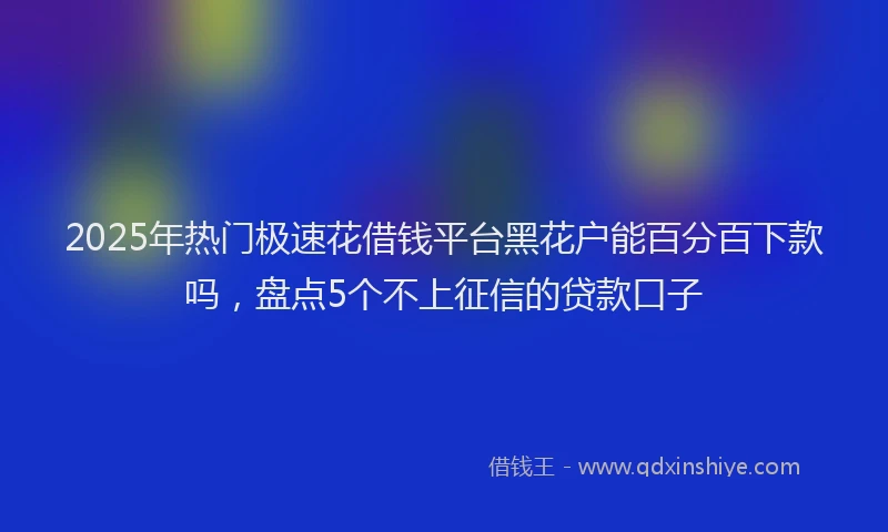2025年热门极速花借钱平台黑花户能百分百下款吗，盘点5个不上征信的贷款口子