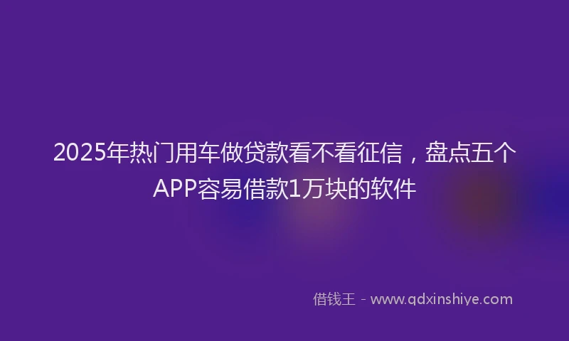 2025年热门用车做贷款看不看征信，盘点五个APP容易借款1万块的软件