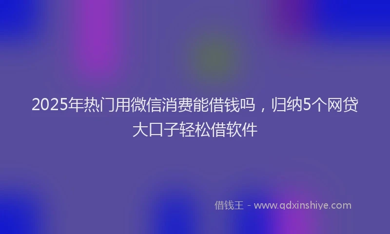 2025年热门用微信消费能借钱吗，归纳5个网贷大口子轻松借软件