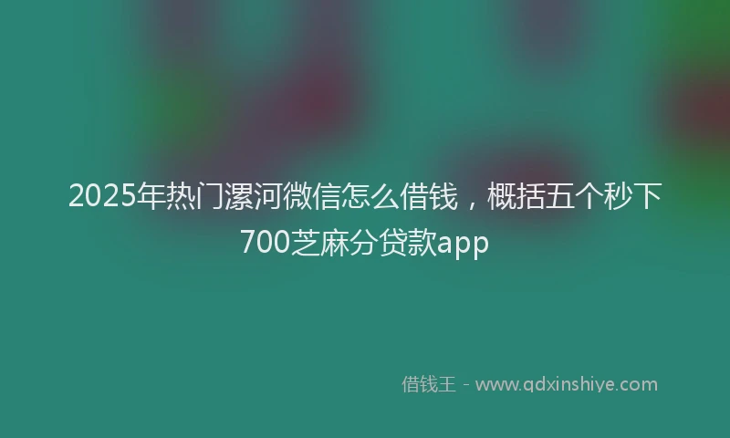 2025年热门漯河微信怎么借钱，概括五个秒下700芝麻分贷款app