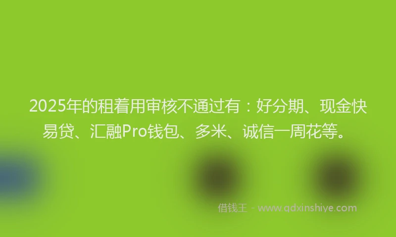 2025年的租着用审核不通过有：好分期、现金快易贷、汇融Pro钱包、多米、诚信一周花等。