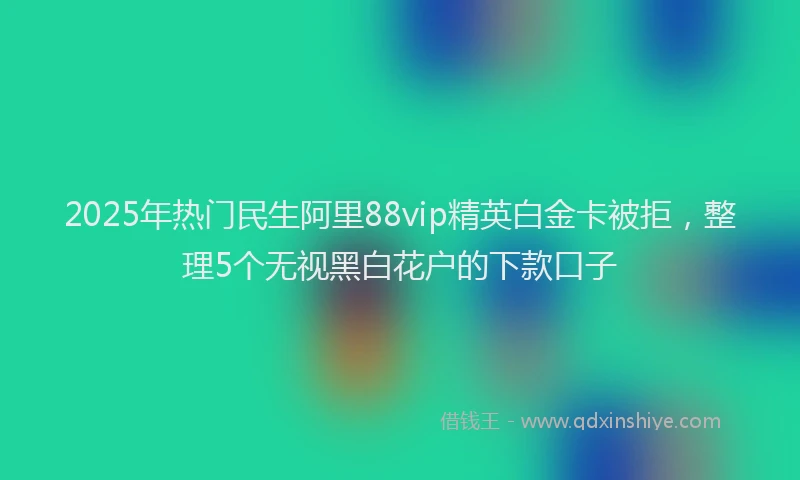 2025年热门民生阿里88vip精英白金卡被拒，整理5个无视黑白花户的下款口子