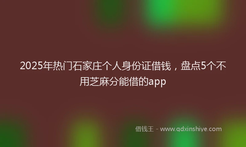 2025年热门石家庄个人身份证借钱，盘点5个不用芝麻分能借的app