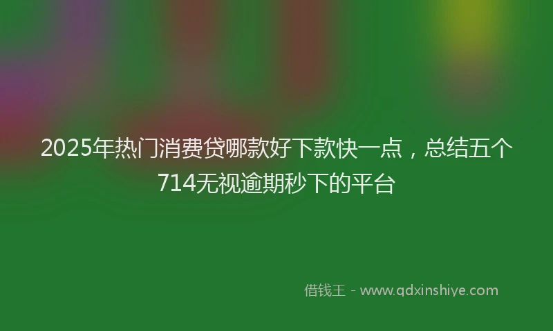 2025年热门消费贷哪款好下款快一点，总结五个714无视逾期秒下的平台