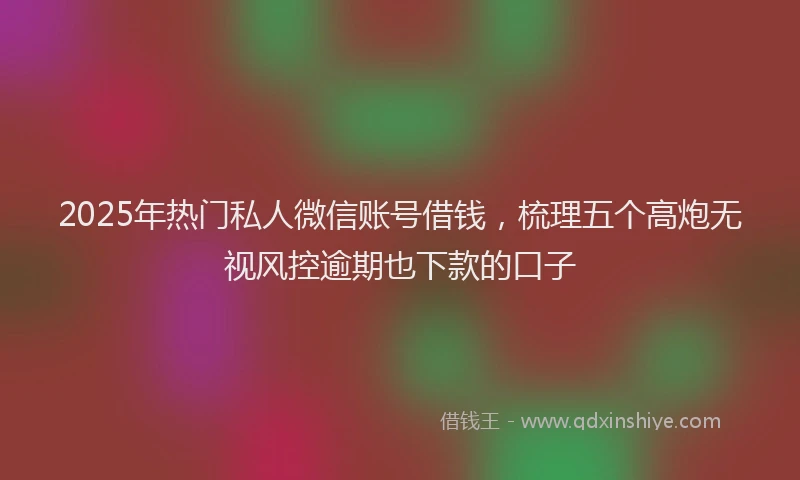 2025年热门私人微信账号借钱，梳理五个高炮无视风控逾期也下款的口子
