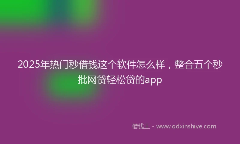 2025年热门秒借钱这个软件怎么样，整合五个秒批网贷轻松贷的app