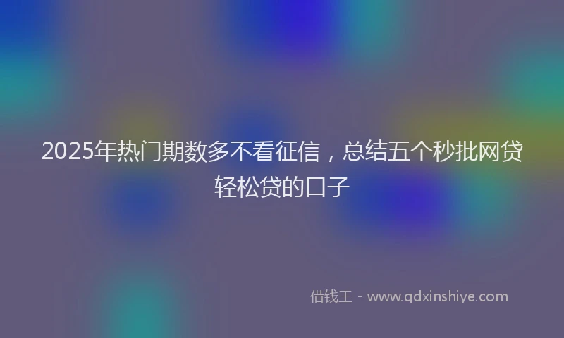 2025年热门期数多不看征信，总结五个秒批网贷轻松贷的口子
